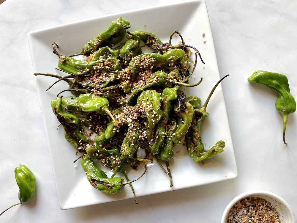 Shishito Peppers with Miso Butter & Furikake | Globally Flavored